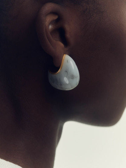Curve Marble Scoop Earrings in Gold Tone Women | Reiss