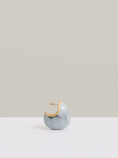 Curve Marble Scoop Earrings in Gold Tone Women | Reiss