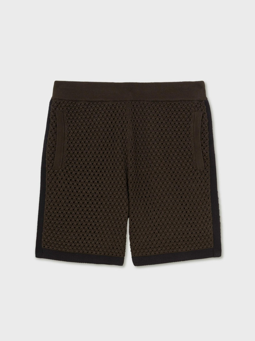 Cotton-Blend Crochet Shorts in Chocolate/Navy Men | Reiss