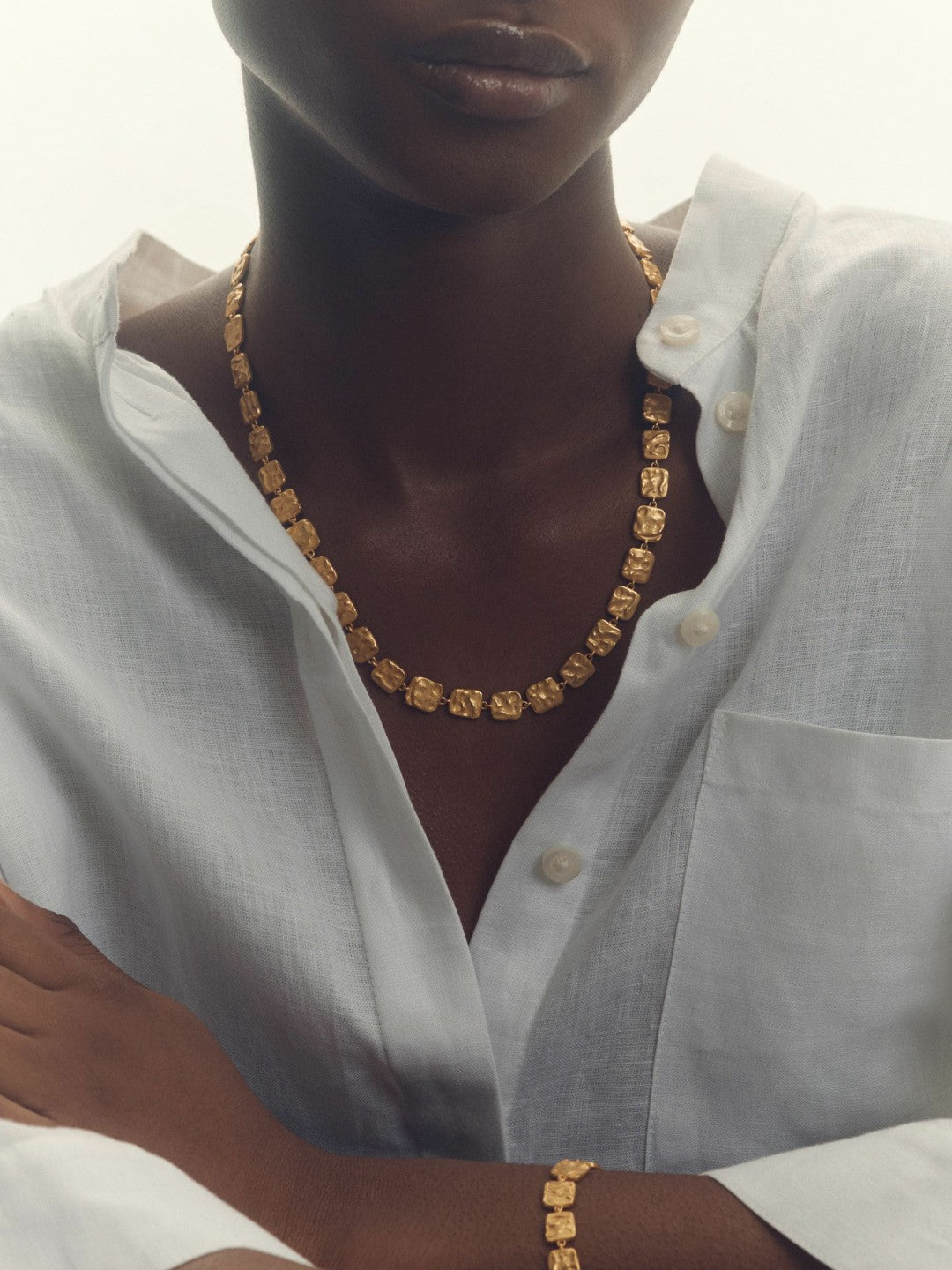 Molten Square Bracelet in Gold Tone Women | Reiss