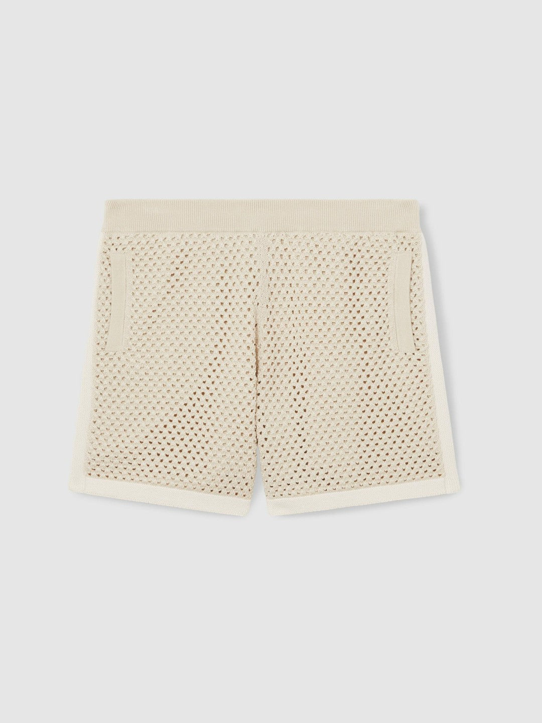 Cotton-Blend Crochet Shorts in Taupe/Off White Men | Reiss