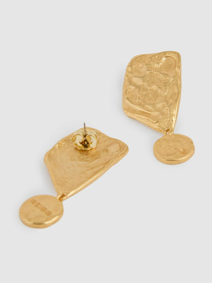 Molten Large Drop Earrings in Gold Tone Women | Reiss