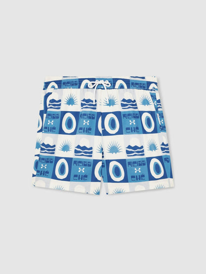 | Ché Sunset-Print Swim Shorts in Blue Multi Men | Reiss