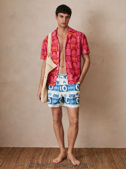 | Ché Sunset-Print Swim Shorts in Blue Multi Men | Reiss