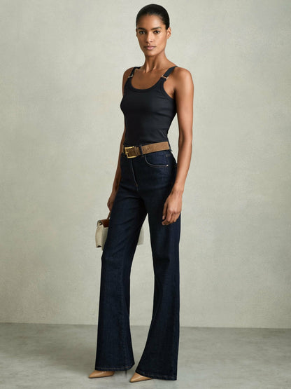 Stretch-Cotton D-Ring Strap Vest in Navy Women | Reiss
