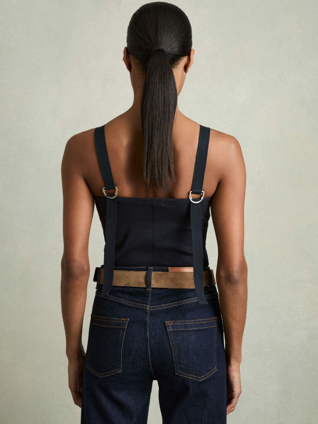 Stretch-Cotton D-Ring Strap Vest in Navy Women | Reiss