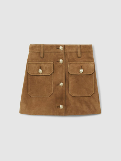 4-9 yrs Suede Flap Pocket Skirt in Tan Children & Baby | Reiss