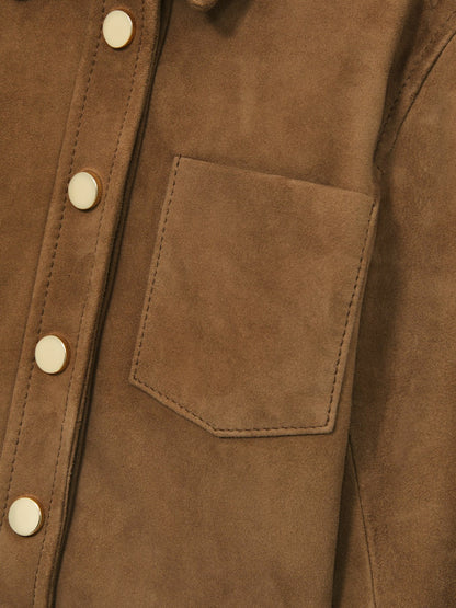9-13 yrs Suede Cropped Jacket in Tan Children & Baby | Reiss