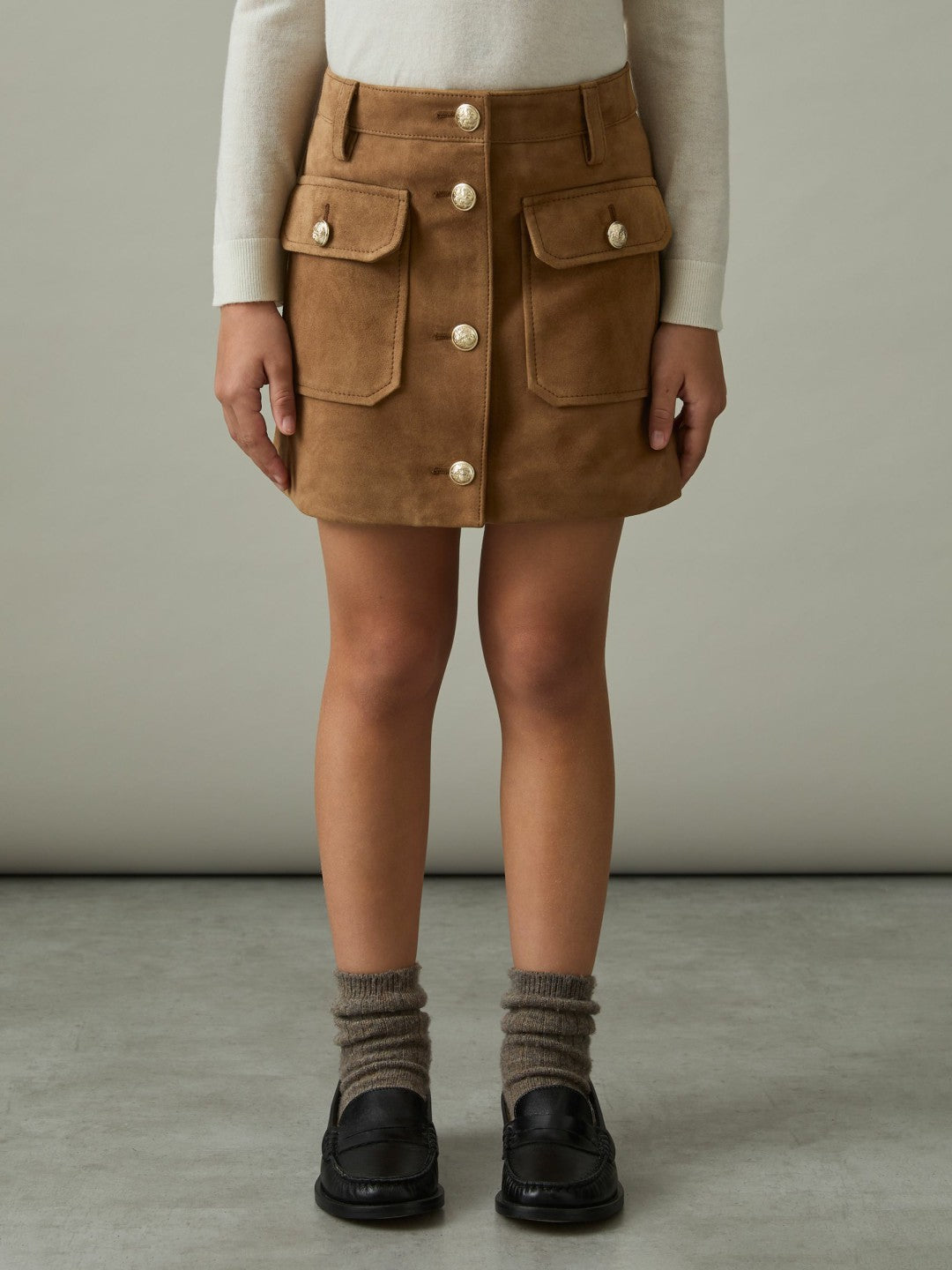 9-13 yrs Suede Flap Pocket Skirt in Tan Children & Baby | Reiss