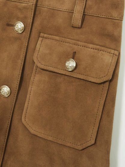9-13 yrs Suede Flap Pocket Skirt in Tan Children & Baby | Reiss