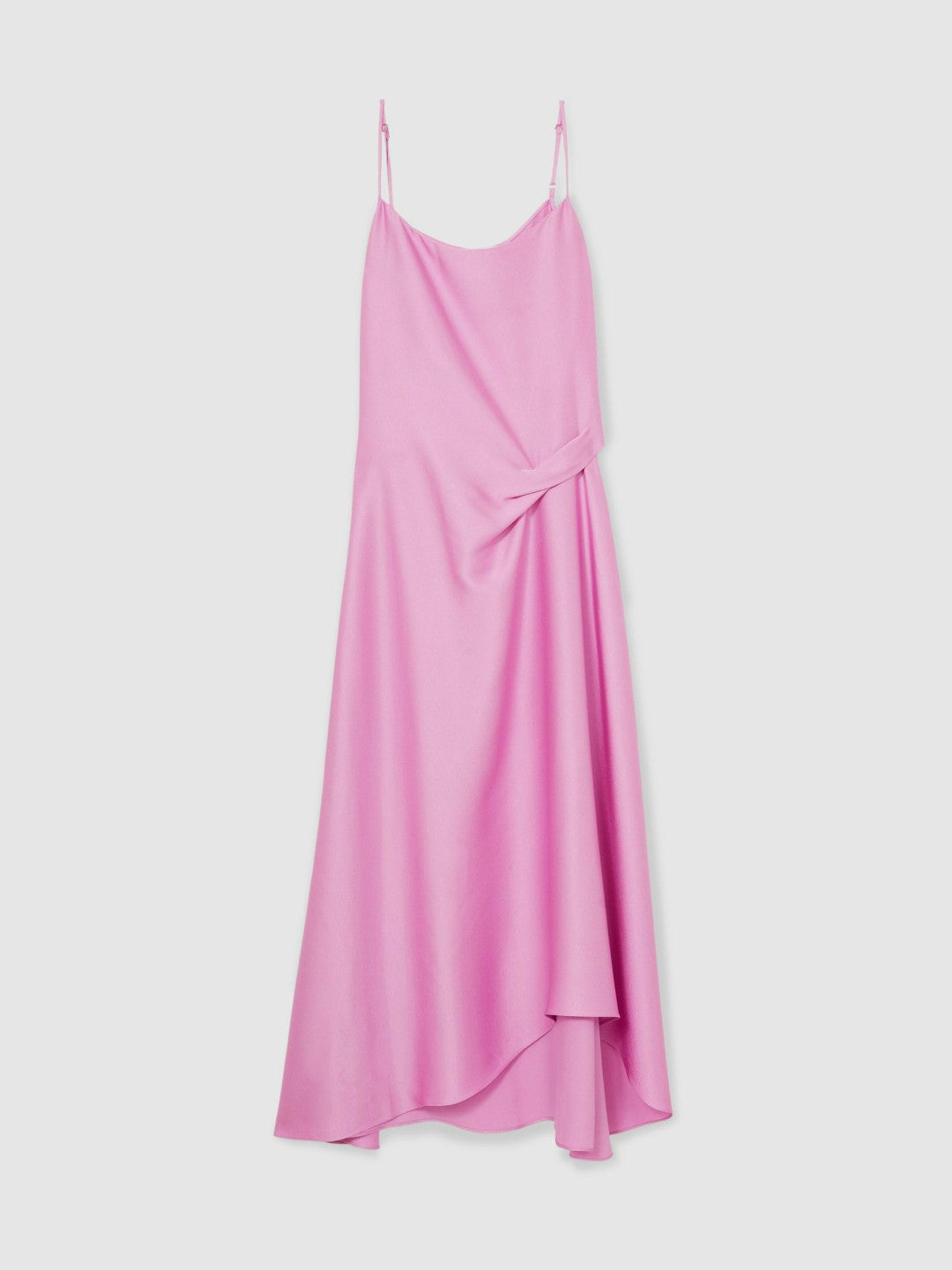 Satin Drape-Detail Slip Dress in Pink Women | Reiss