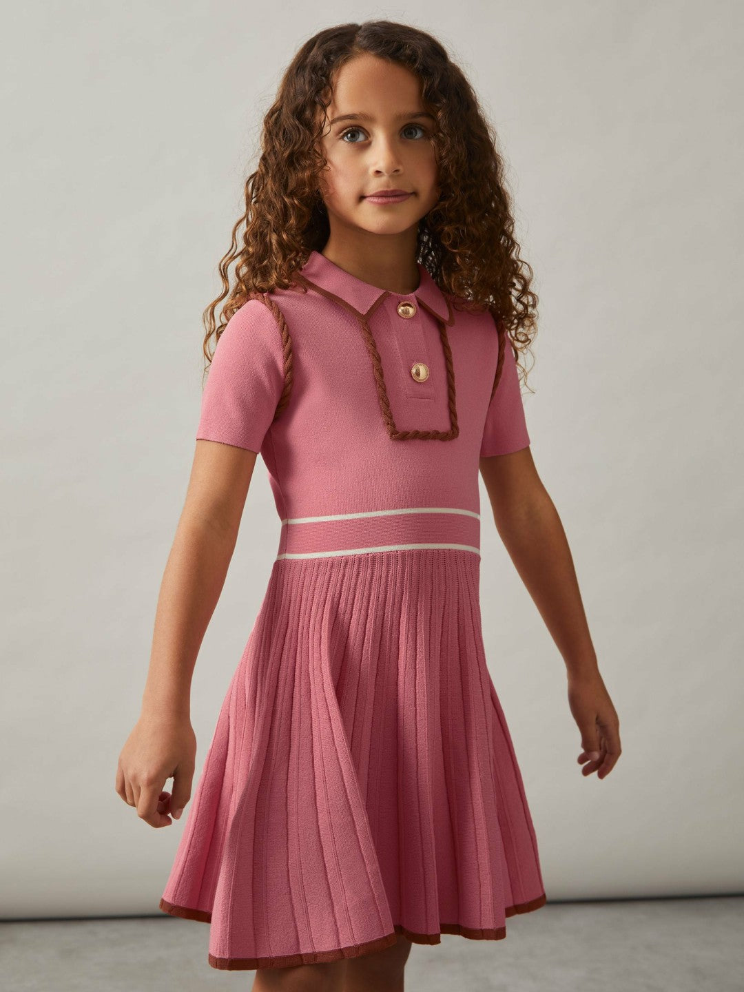 3-9 yrs Twist-Piped Knitted Dress in Pink Children & Baby | Reiss