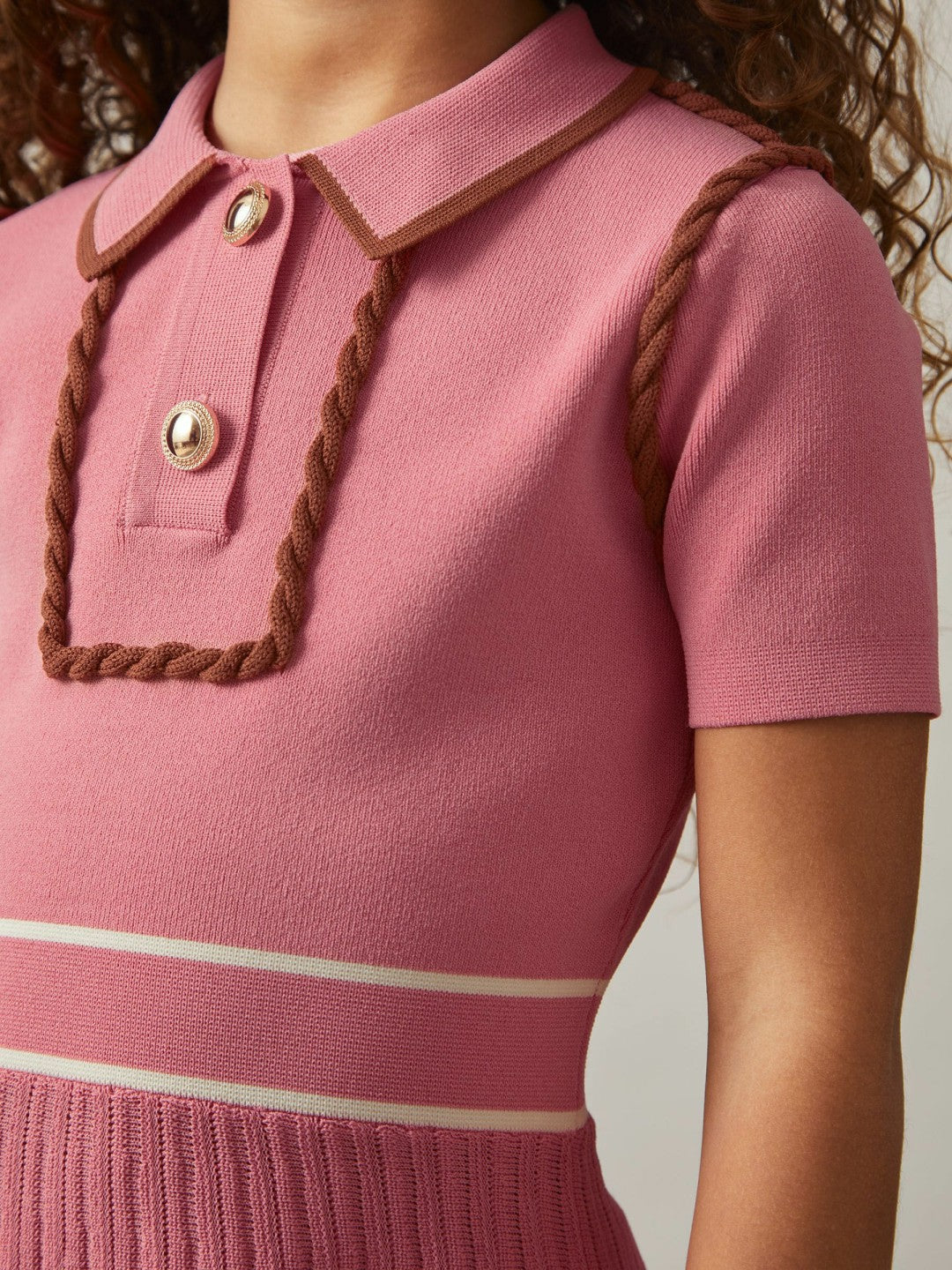 3-9 yrs Twist-Piped Knitted Dress in Pink Children & Baby | Reiss