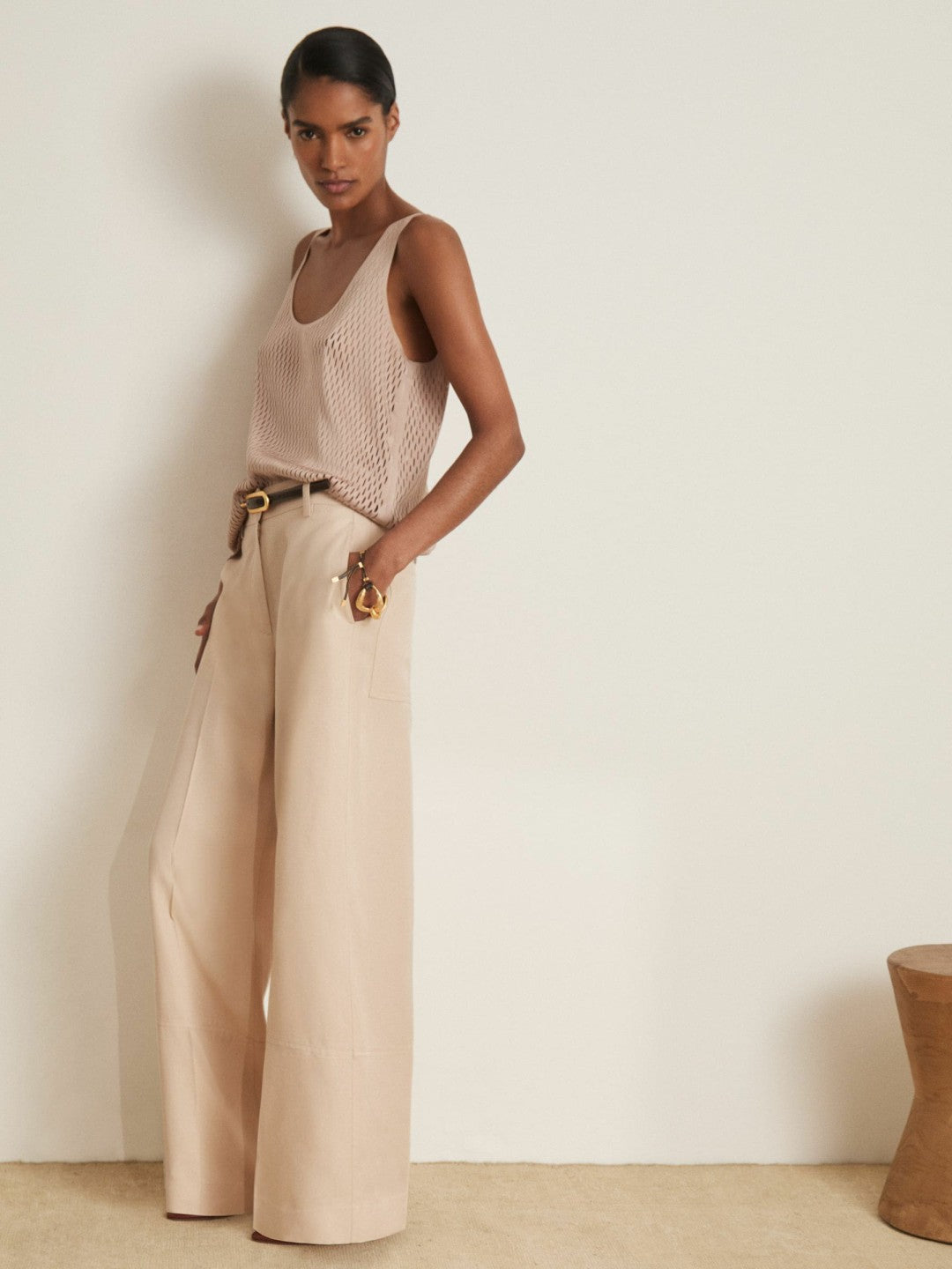 Atelier Laser-Cut Vest Top in Taupe Women | Reiss