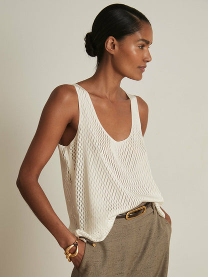 Atelier Laser-Cut Vest Top in Cream Women | Reiss