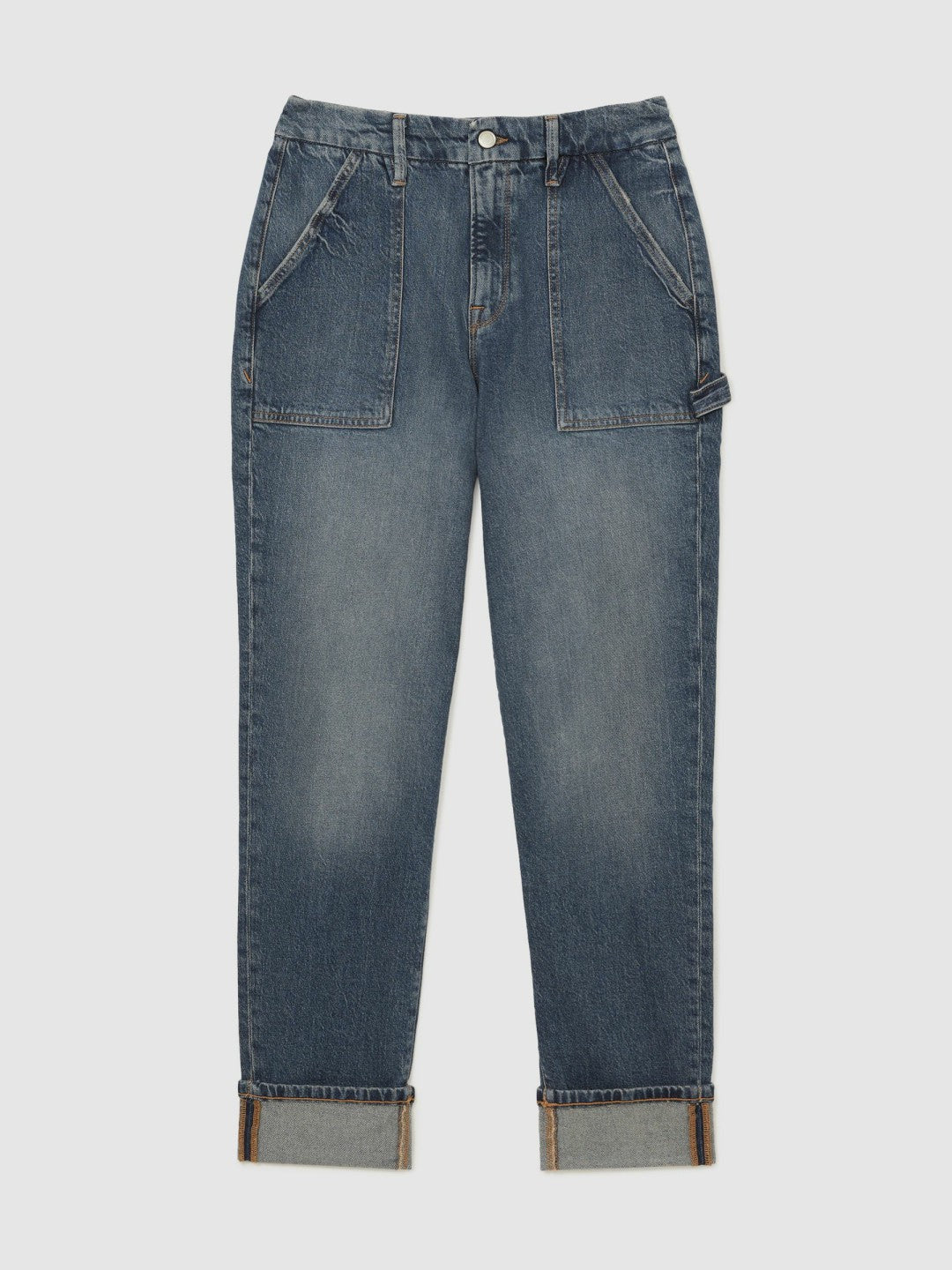 Good American Cuffed Straight-Leg Jeans in Indigo Women | Reiss