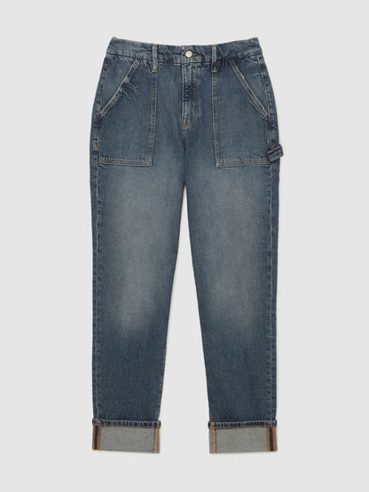 Good American Cuffed Straight-Leg Jeans in Indigo Women | Reiss