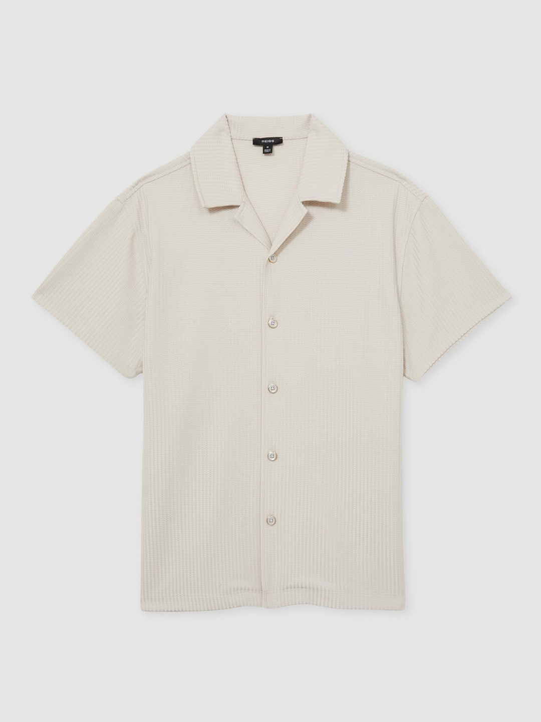 Textured-Knit Cuban-Collar Shirt in Champagne Men | Reiss