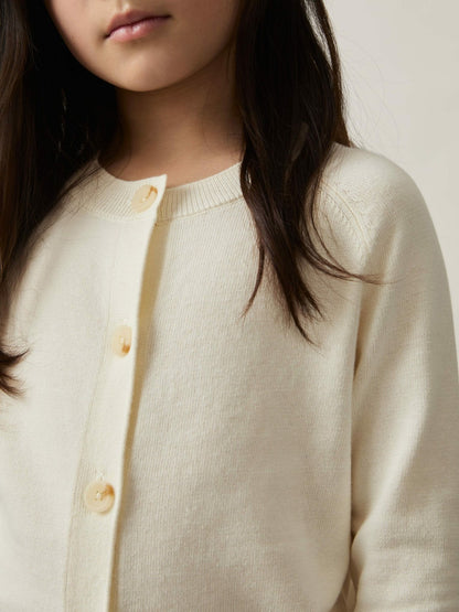 13-14 yrs Cotton Crew-Neck Cardigan in Ivory Children & Baby | Reiss