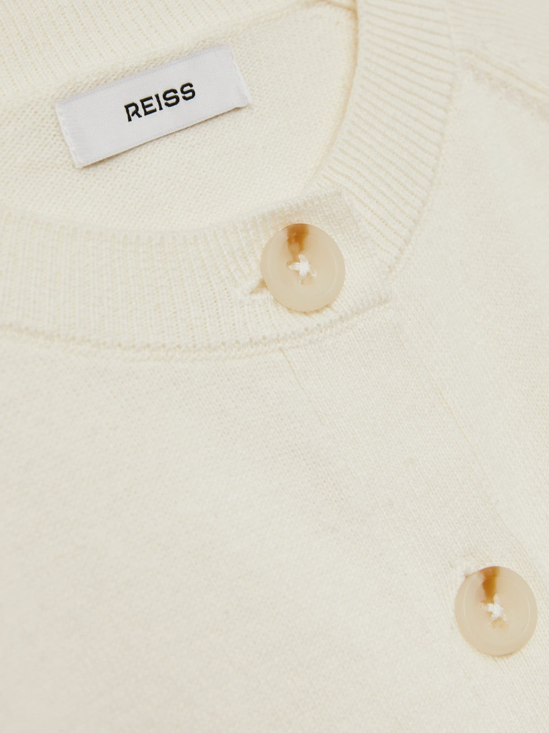 13-14 yrs Cotton Crew-Neck Cardigan in Ivory Children & Baby | Reiss