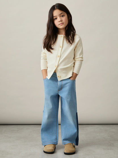 4-9 yrs Cotton Crew-Neck Cardigan in Ivory Children & Baby | Reiss