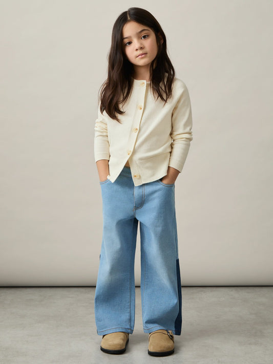 4-9 yrs Cotton Crew-Neck Cardigan in Ivory Children & Baby | Reiss