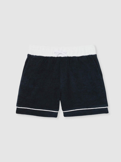 3-9 yrs Velour Colour-Block Shorts in Blue Multi Children & Baby | Reiss