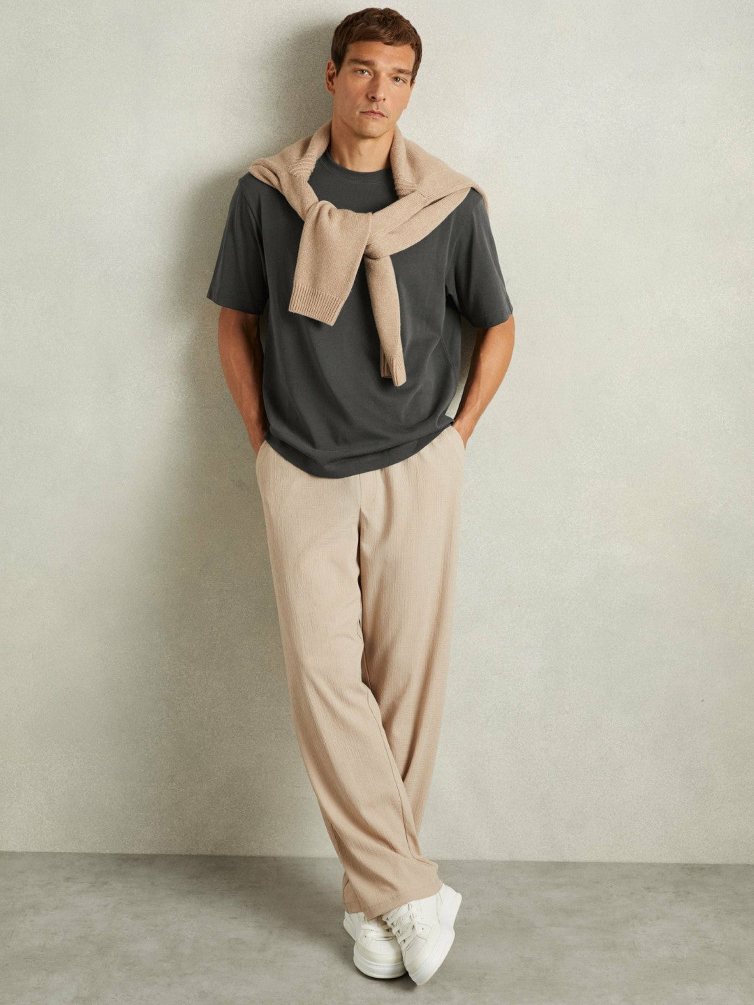Cotton Garment-Dyed Oversized T-Shirt in Washed Black Men | Reiss
