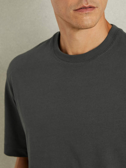 Cotton Garment-Dyed Oversized T-Shirt in Washed Black Men | Reiss