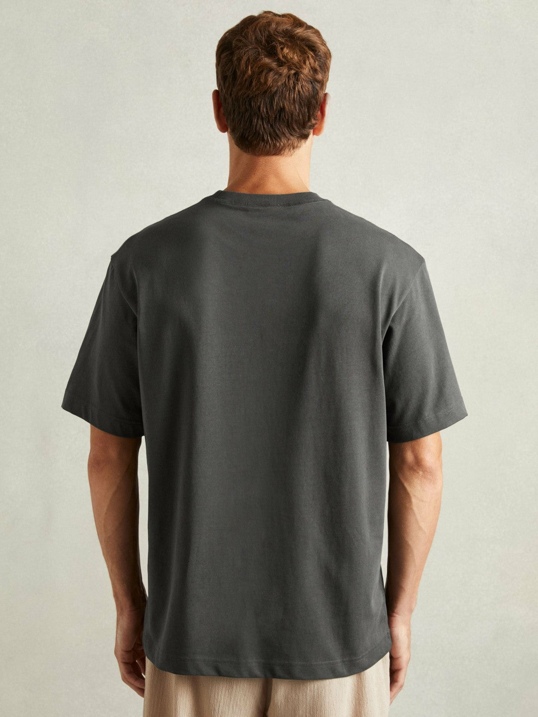 Cotton Garment-Dyed Oversized T-Shirt in Washed Black Men | Reiss