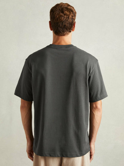 Cotton Garment-Dyed Oversized T-Shirt in Washed Black Men | Reiss
