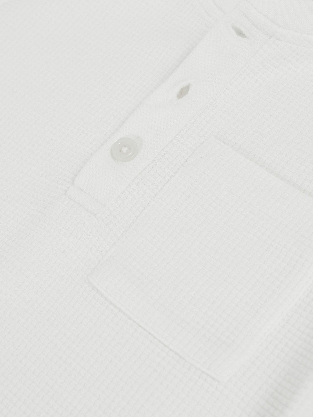 9-13 yrs Cotton-Blend Waffle Henley T-Shirt in White Children & Baby | Reiss
