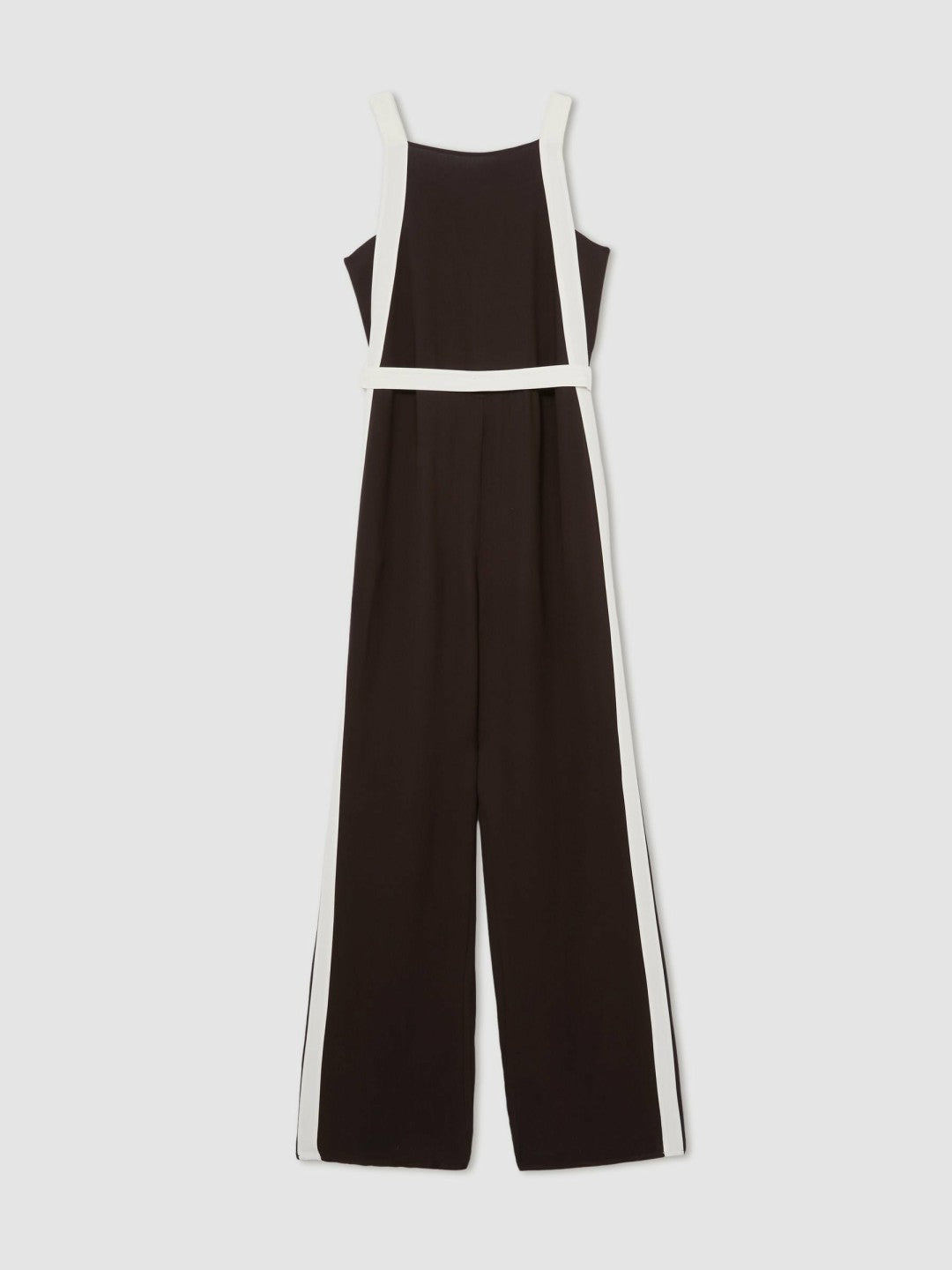 Colourblock Wide Leg Belted Jumpsuit in Chocolate/Cream Women | Reiss