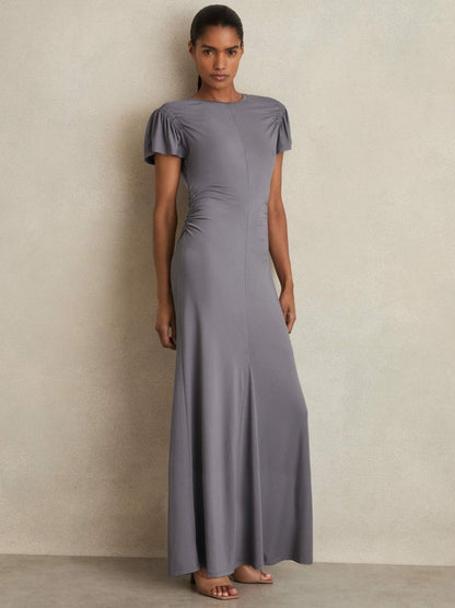 Modal Blend Ruched Jersey Dress in Grey Women | Reiss