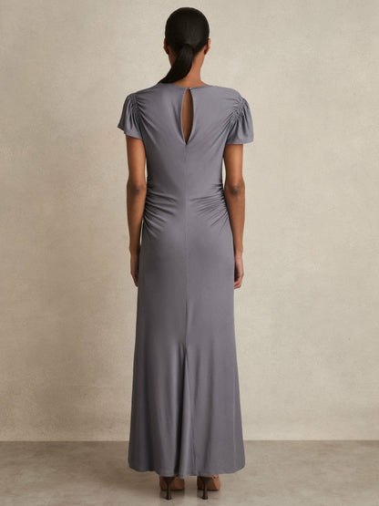 Modal Blend Ruched Jersey Dress in Grey Women | Reiss