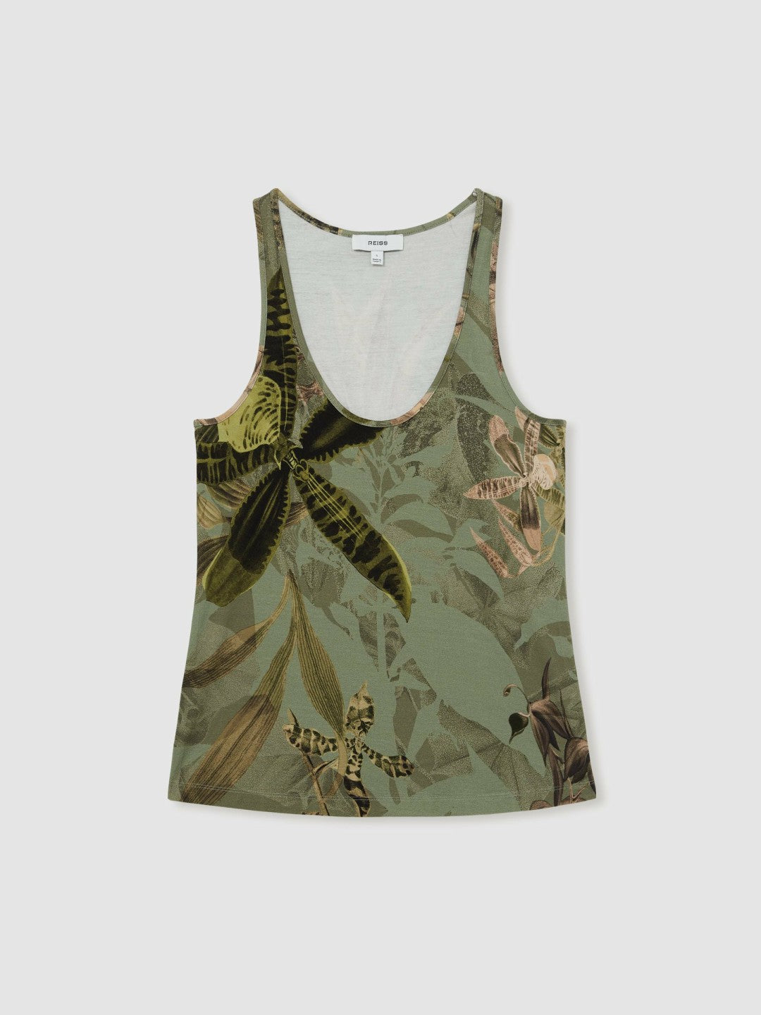 | NYBG Floral Scoop-Neck Vest in Khaki Women | Reiss