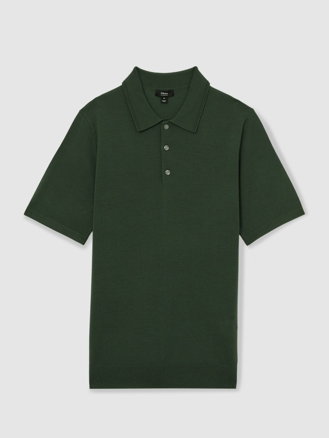 Merino Wool Short-Sleeve Polo Shirt in Kale Green Men | Reiss