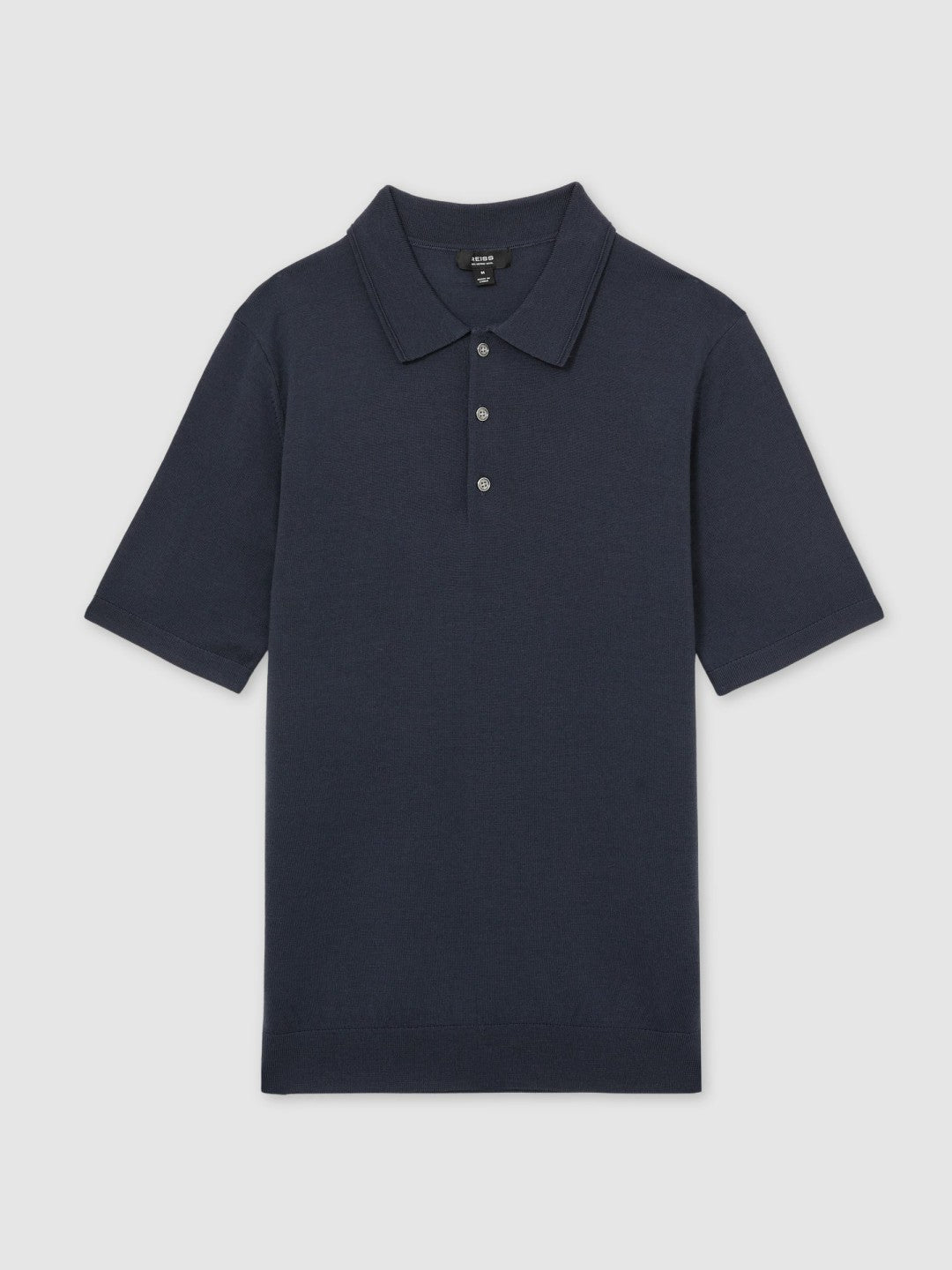 Merino Wool Short-Sleeve Polo Shirt in Midnight Navy Men | Reiss