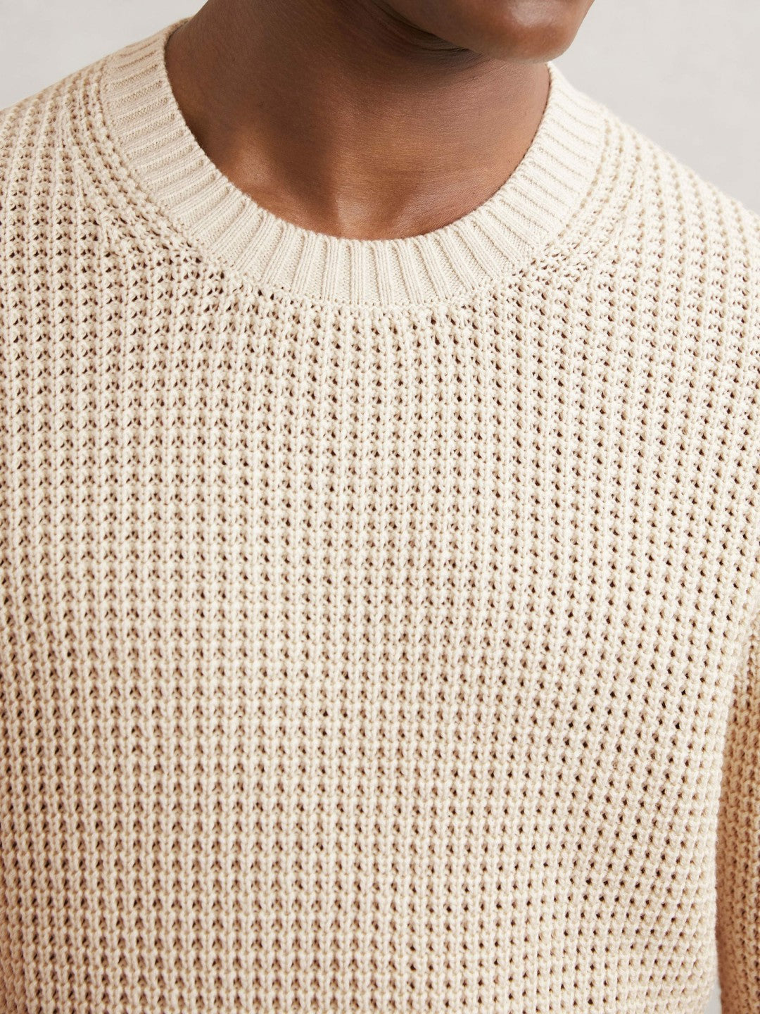 Paige Cotton Waffle-Knit Sweater in Natural Men | Reiss