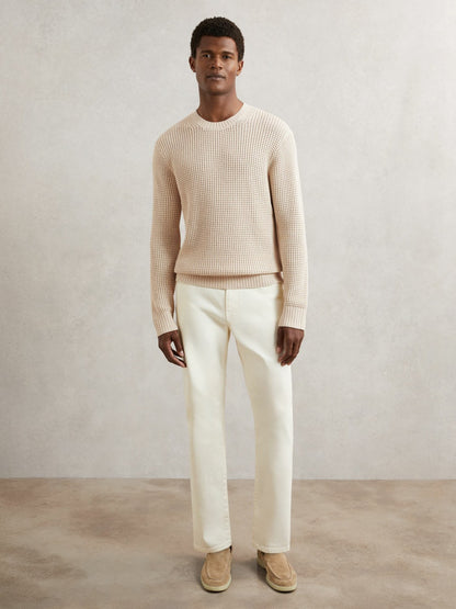 Paige Cotton Waffle-Knit Sweater in Natural Men | Reiss