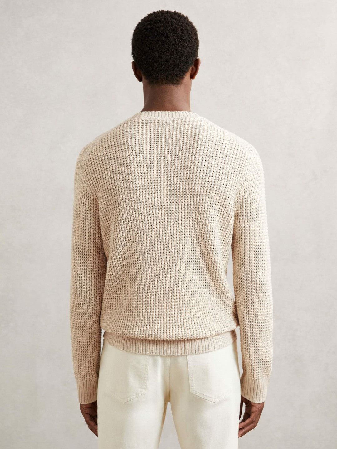 Paige Cotton Waffle-Knit Sweater in Natural Men | Reiss