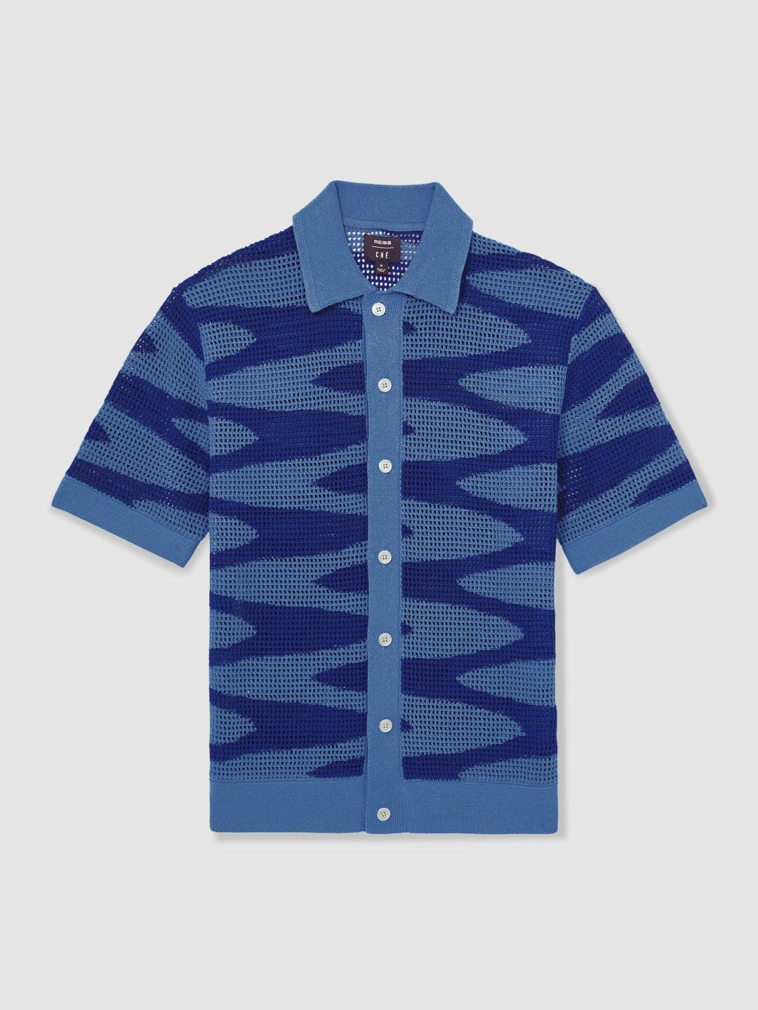 | Ché Wave Crochet Shirt in Blue Men | Reiss