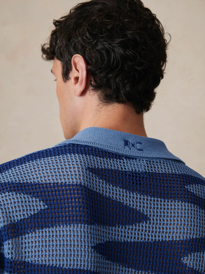 | Ché Wave Crochet Shirt in Blue Men | Reiss
