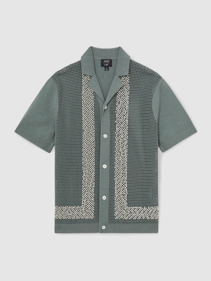 | Ché Beaded Crochet Shirt in Sage Men | Reiss