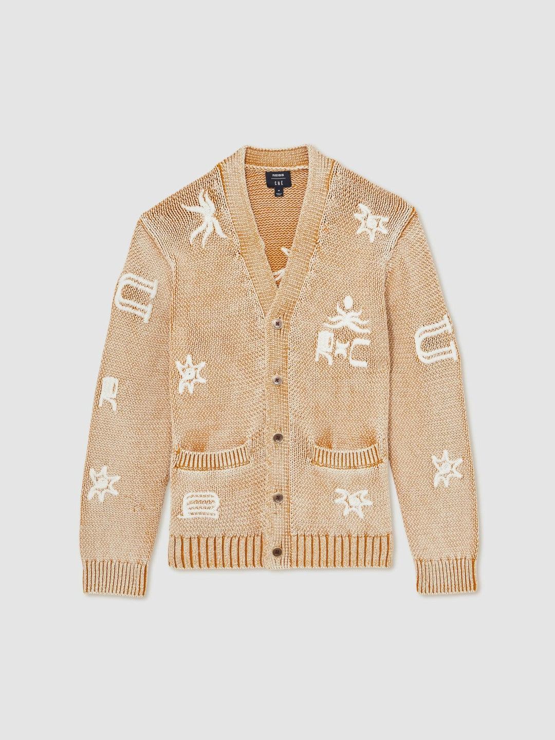 | Ché Motif-Embroidered Cardigan in Camel Men | Reiss
