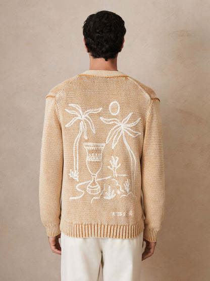 | Ché Motif-Embroidered Cardigan in Camel Men | Reiss