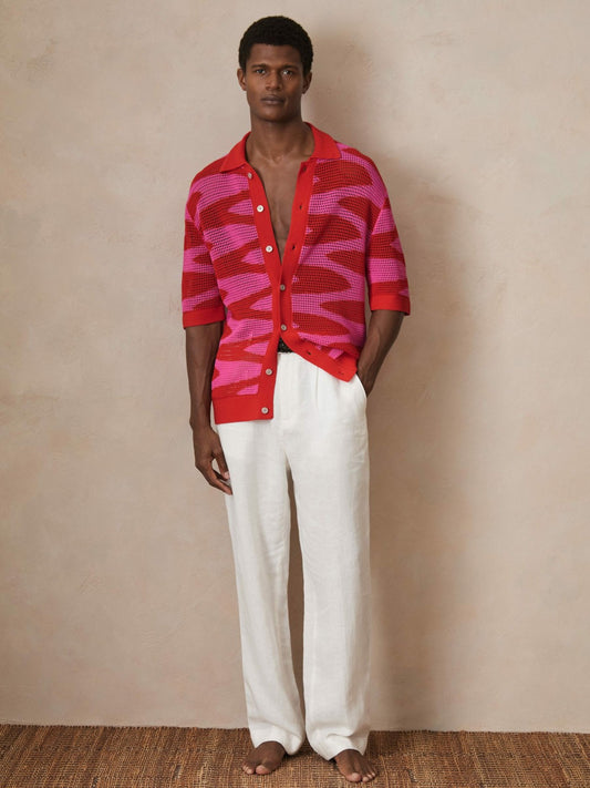 | Ché Wave Crochet Shirt in Pink Men | Reiss
