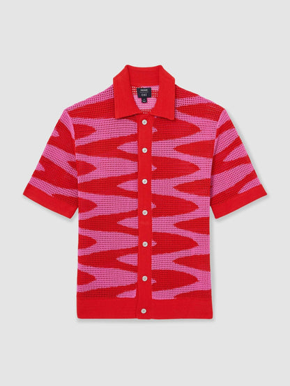 | Ché Wave Crochet Shirt in Pink Men | Reiss