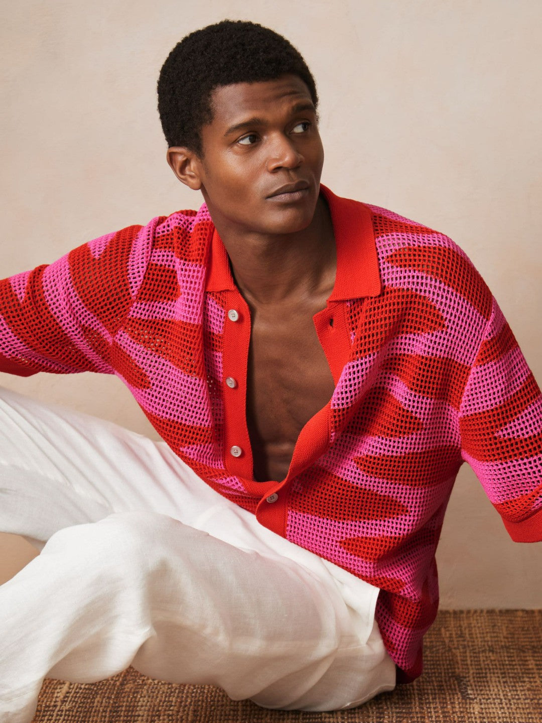 | Ché Wave Crochet Shirt in Pink Men | Reiss