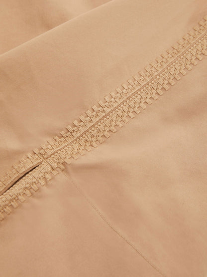 Cotton Blend Craft Stitch Collared Top in Camel Women | Reiss